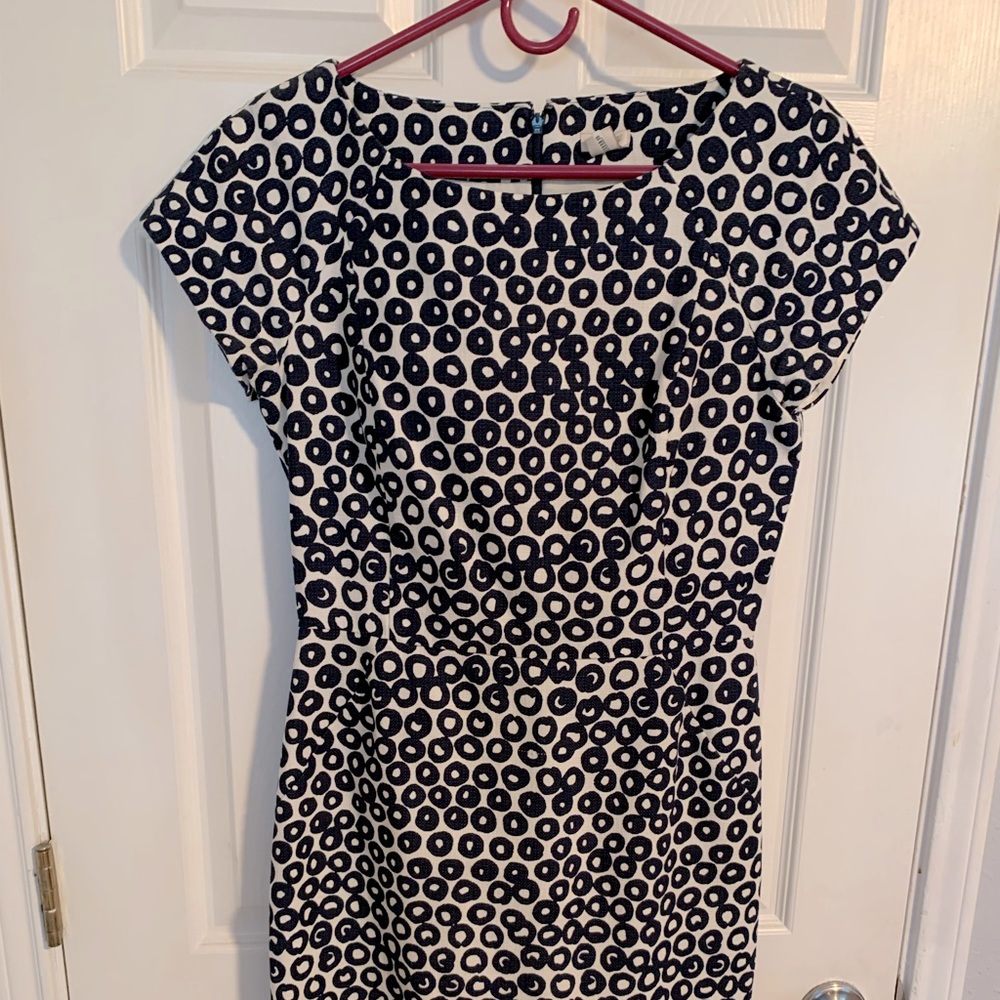 The perfect dress! J. Crew sheath in navy and cream